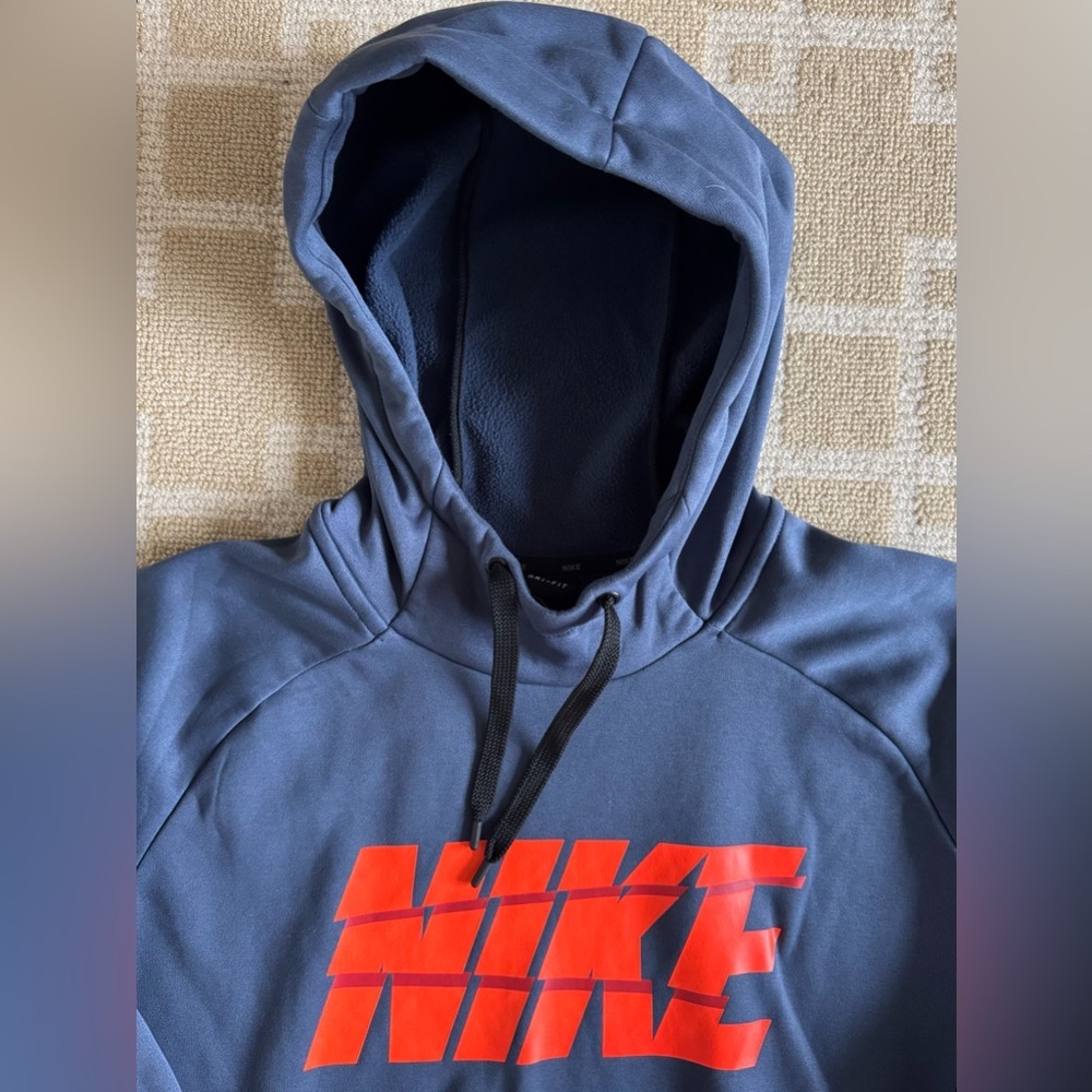 Nike Dri-Fit Pullover Performance Hoodie Warm Winter Outdoor Blue Orange XXLT - Picture 4 of 7